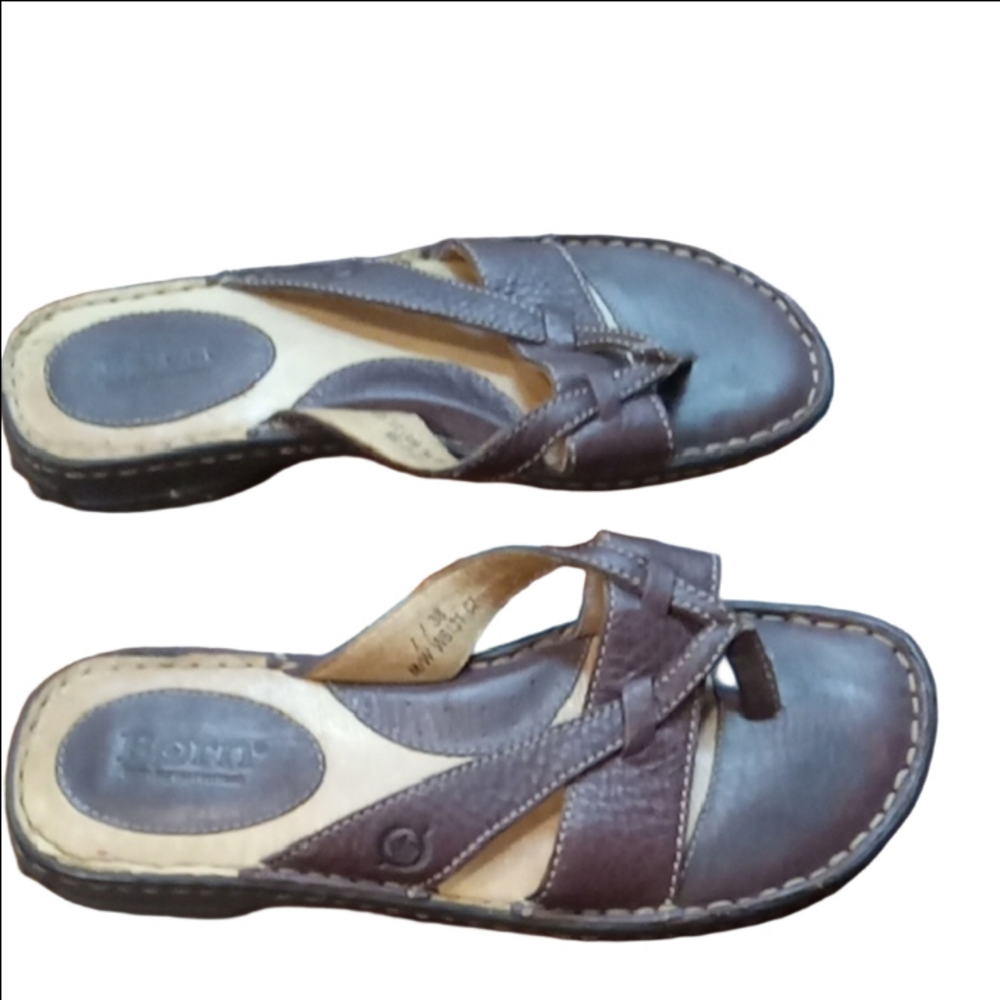 Born,  Brown Leather Sandals with Open-Toe Design